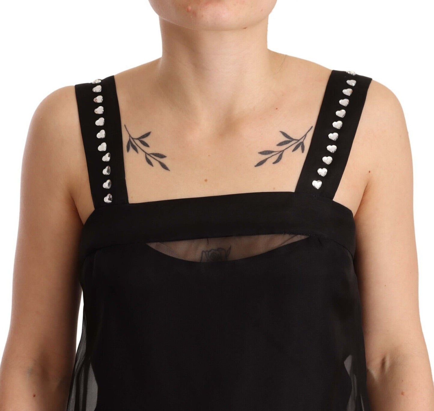 دولتشي آند غابانا فستان قصير أنيق مزين بالكريستال