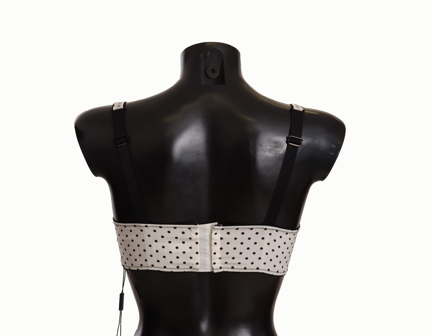 دولتشي آند غابانا حمالة صدر أنيقة من الدانتيل الأبيض والحرير المنقط