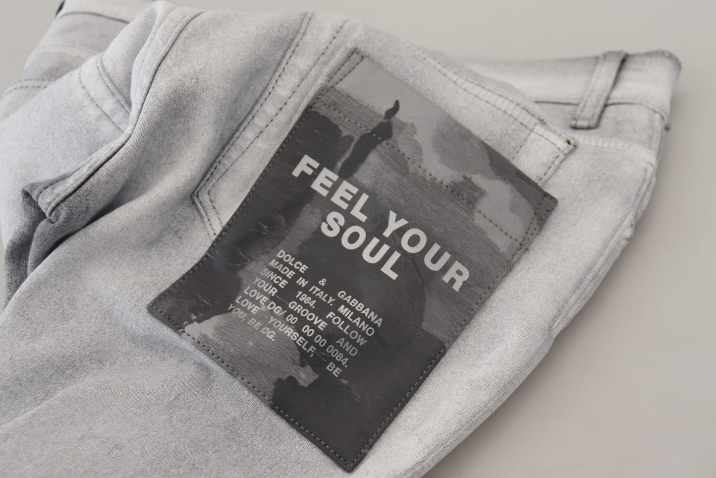 دولتشي آند غابانا بنطلون أنيق من مزيج القطن باللون الرمادي