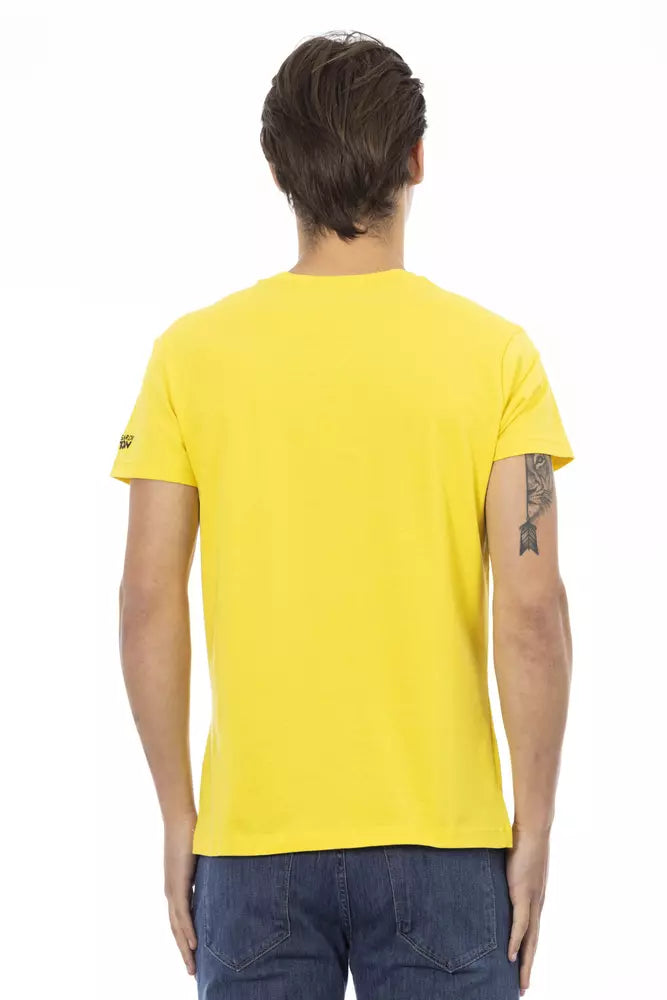 Trussardi Action Yellow Cotton Men V-Neck T-Shirt