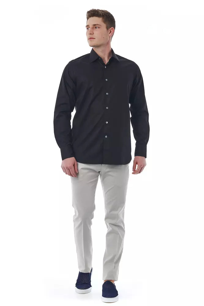 Bagutta Black Cotton Men's Shirt