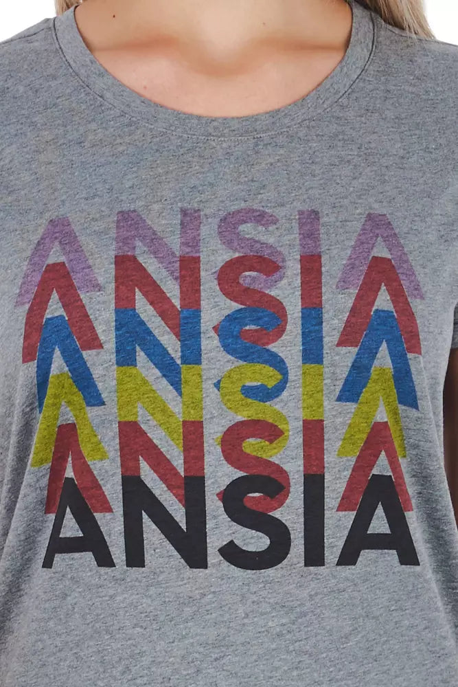 تي شيرت قطني مطبوع باللون الرمادي من فرانكي موريلو