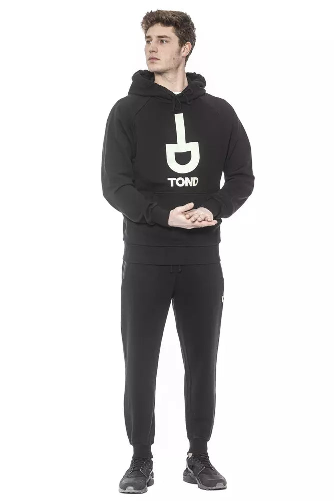 Tond Black Cotton Men's Hooded Sweater
