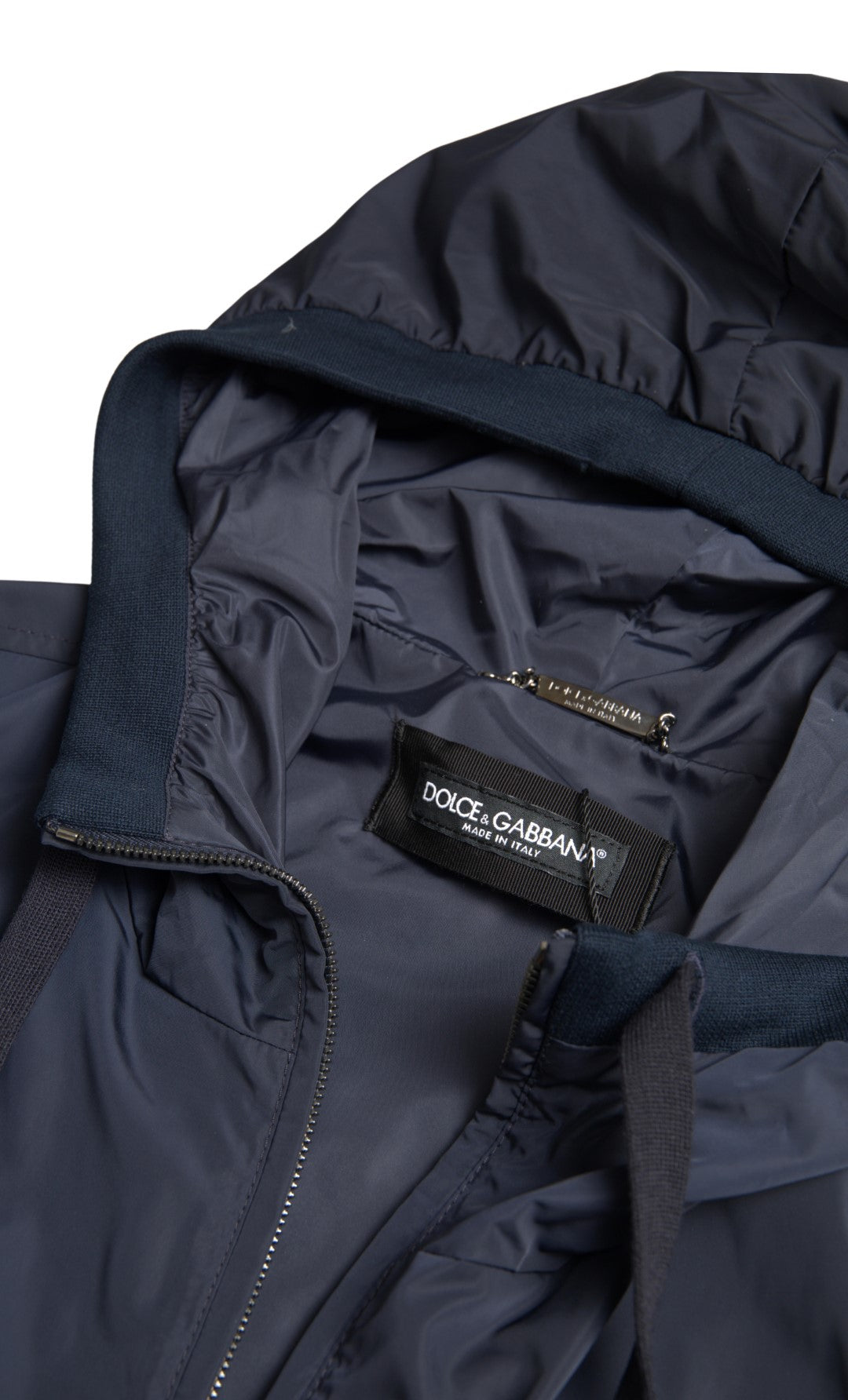 دولتشي آند غابانا سويت شيرت أزرق أنيق بغطاء للرأس مع سحاب للإغلاق