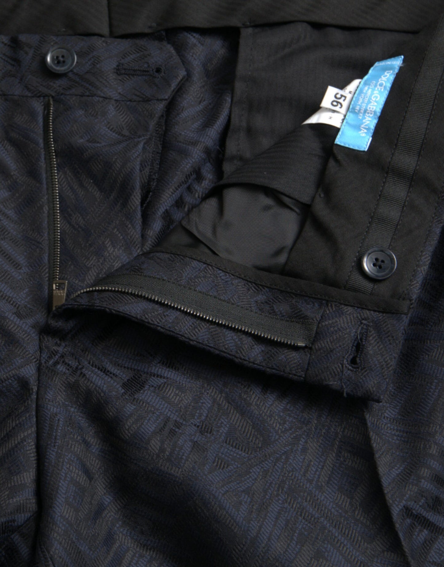 دولتشي آند غابانا سروال رجالي صوف مطرز باللون الأزرق