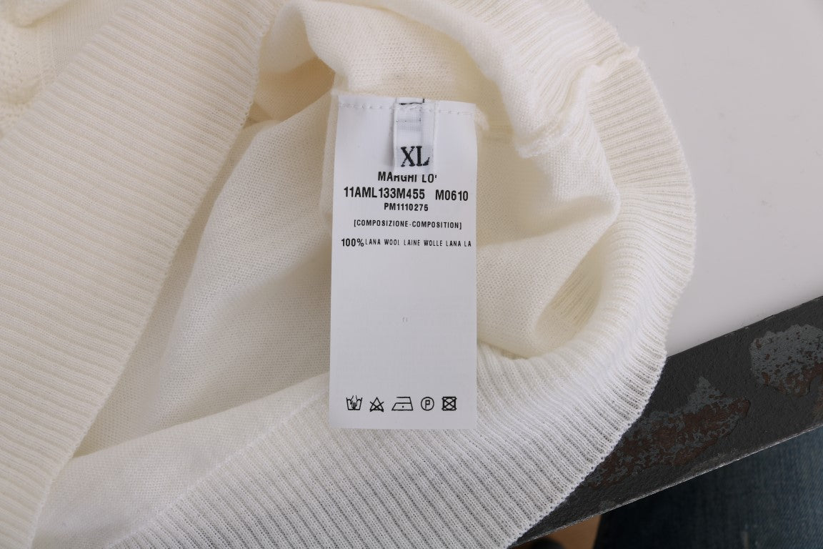 بلوزة MARGHI LO' الأنيقة من صوف لانا باللون الأبيض