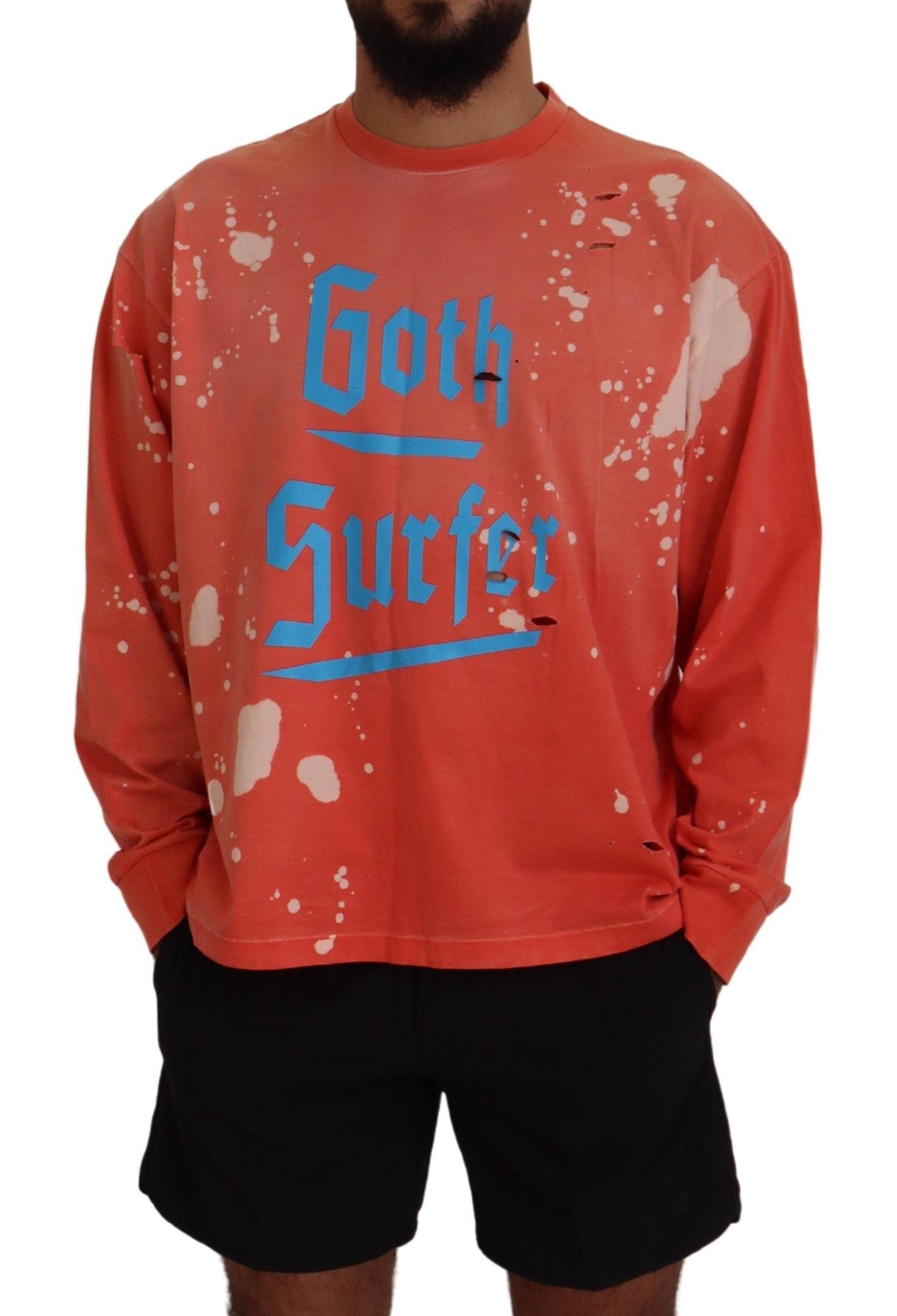 سترة صوفية بأكمام طويلة مطبوعة باللون البرتقالي من Dsquared²