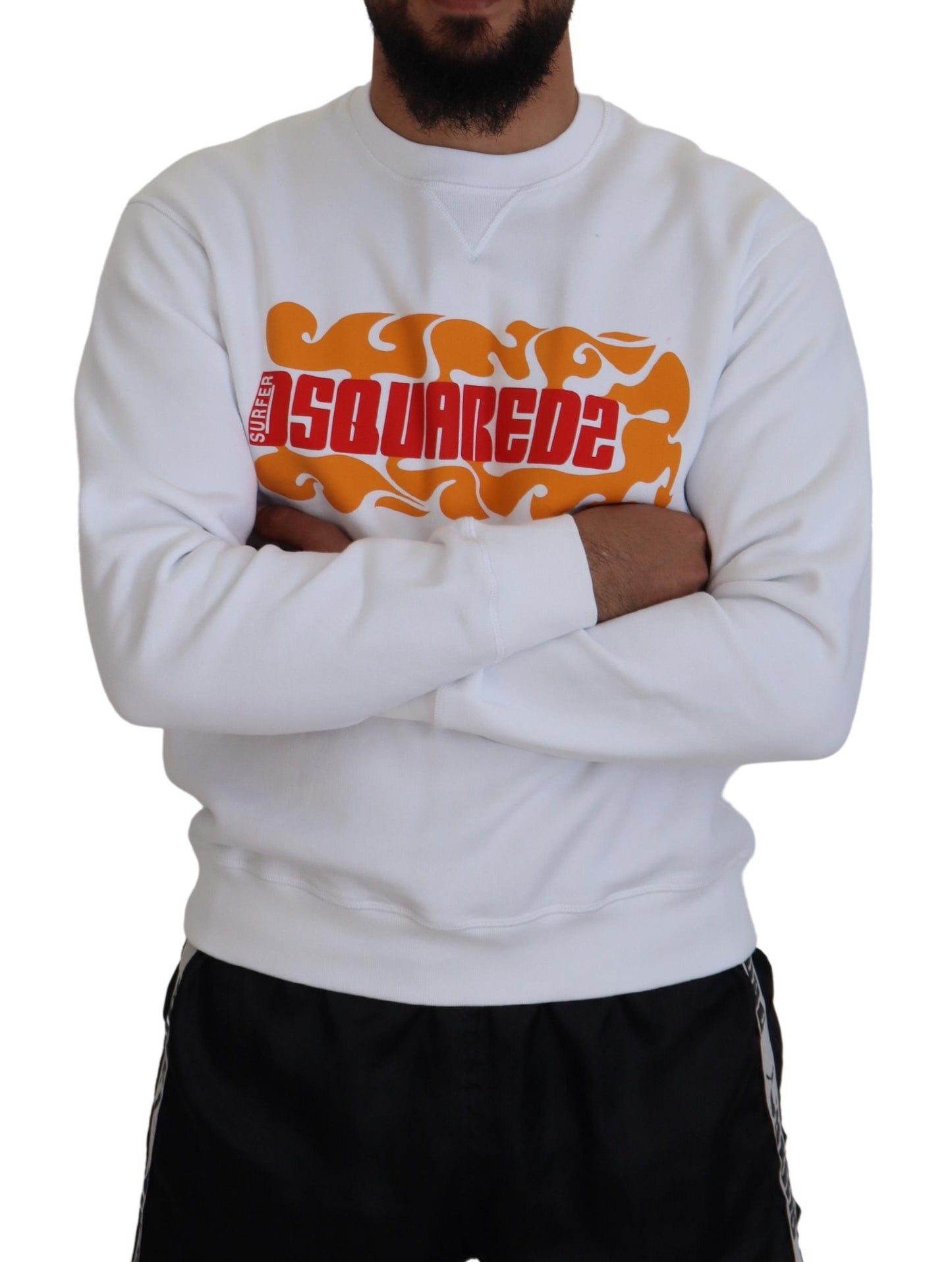 سترة صوفية بأكمام طويلة مطبوعة من القطن الأبيض من Dsquared²