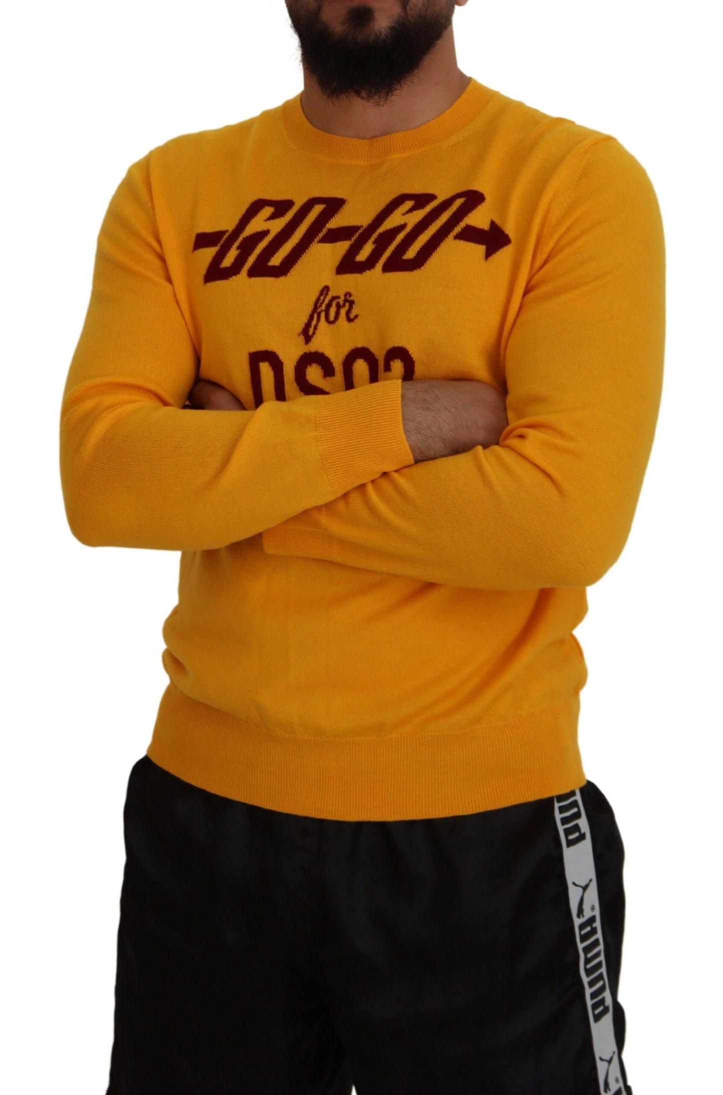 سترة صوفية رجالية بأكمام طويلة من الصوف البرتقالي من Dsquared²