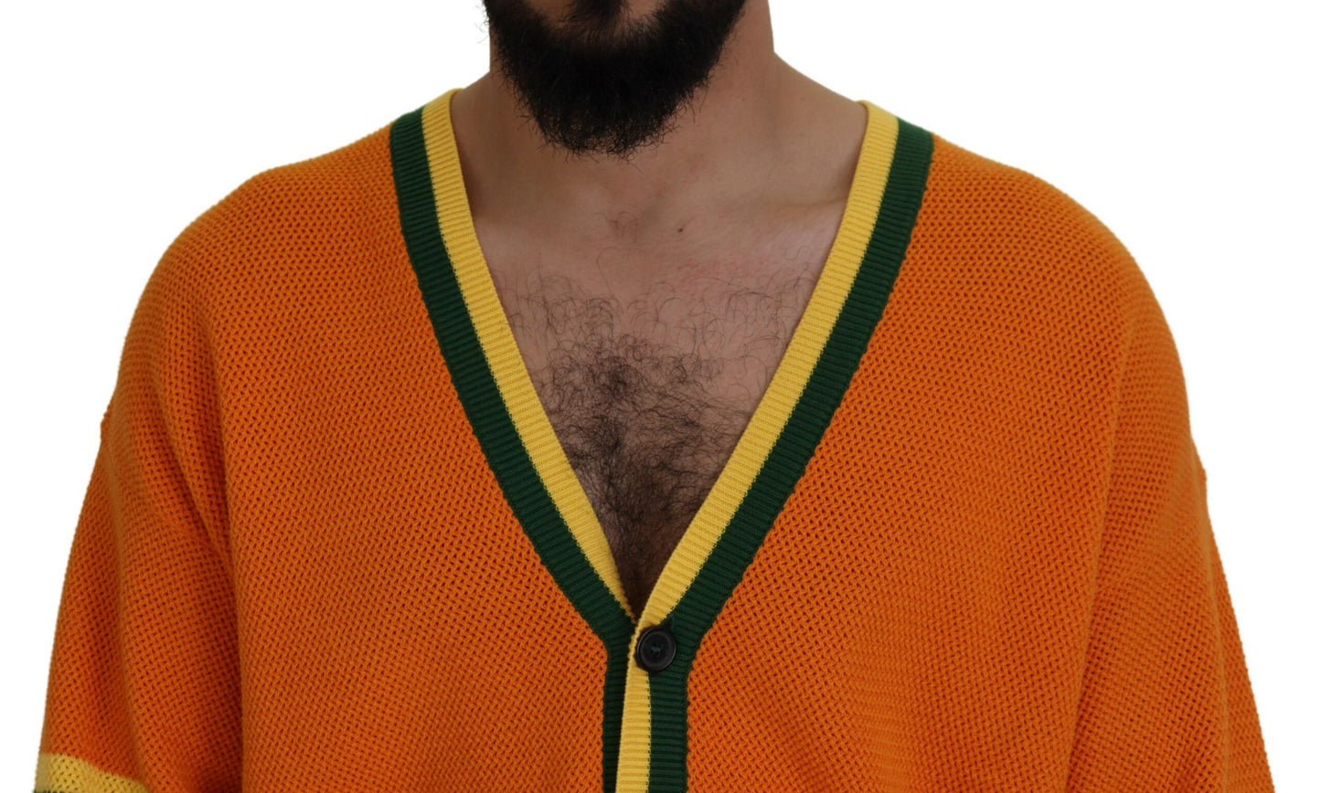 سترة صوفية رجالية بأكمام طويلة من القطن باللون البرتقالي من Dsquared²