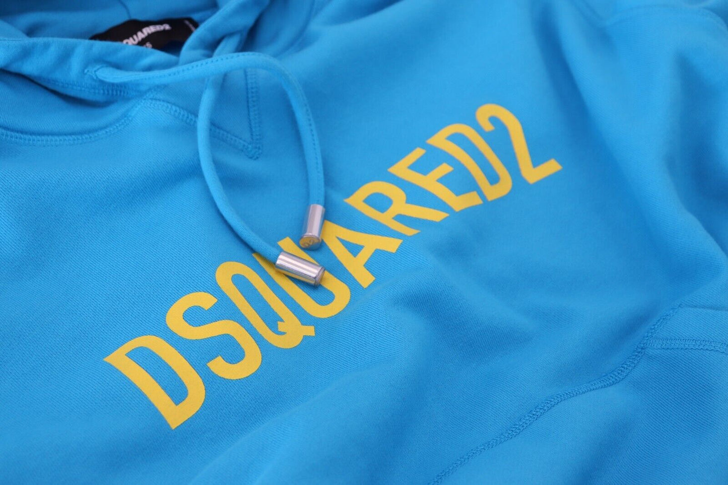 سترة بقلنسوة من القطن بطبعة شعار Dsquared² باللون الأزرق