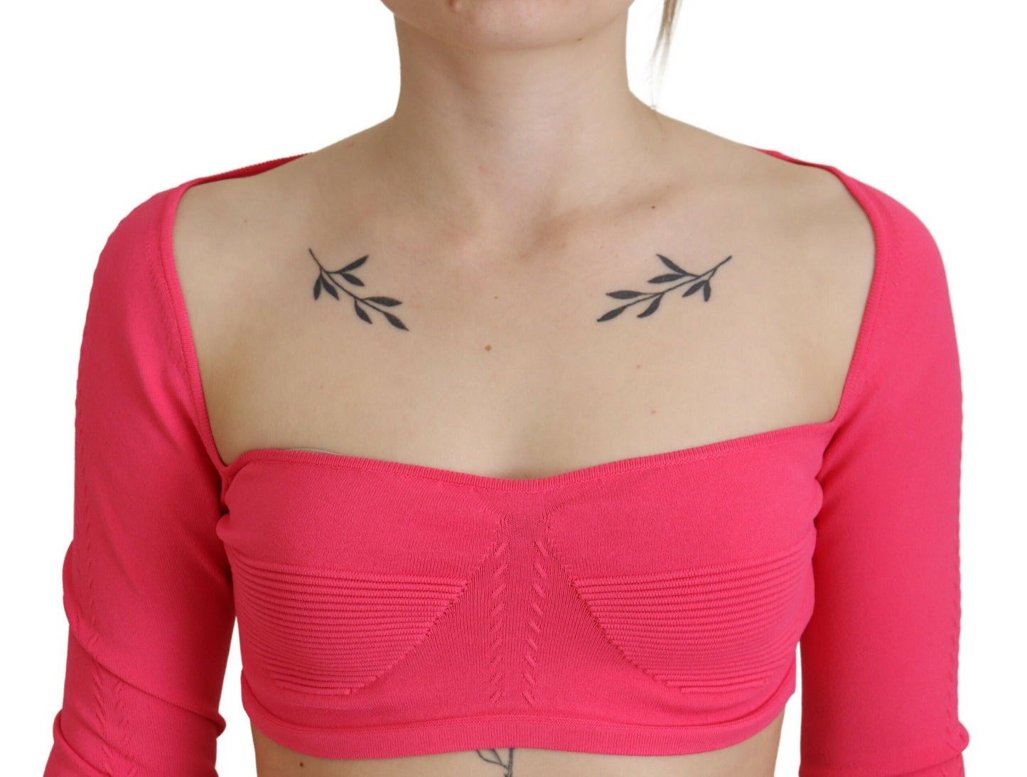 بلوزة من Dsquared² من نسيج الفيسكوز الوردي بياقة مربعة وأكمام طويلة