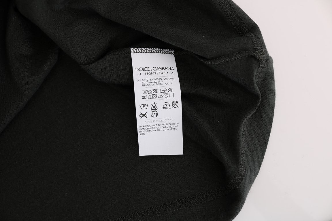 تي شيرت دولتشي آند غابانا قطن باللون الأخضر الزمردي مع طباعة 2017