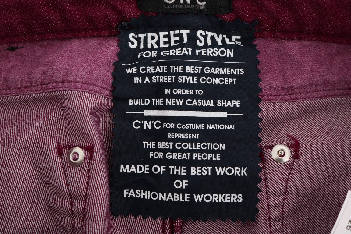 زي ناشيونال جينز فاخر ذو قصة مستقيمة باللون الأحمر