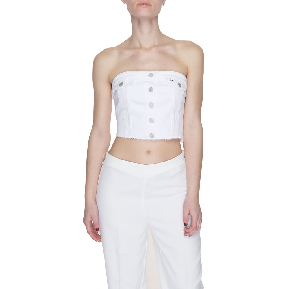 Tommy Hilfiger Jeans White Recycled Cotton Tops & T-Shirt