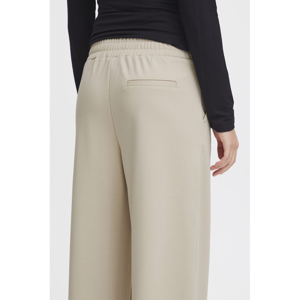 ICHI Beige Recycled Polyurethane Jeans & Pant