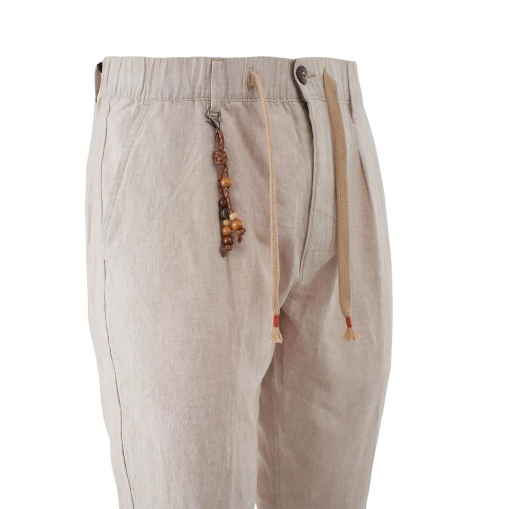 Yes Zee Beige Linen Men Trouser