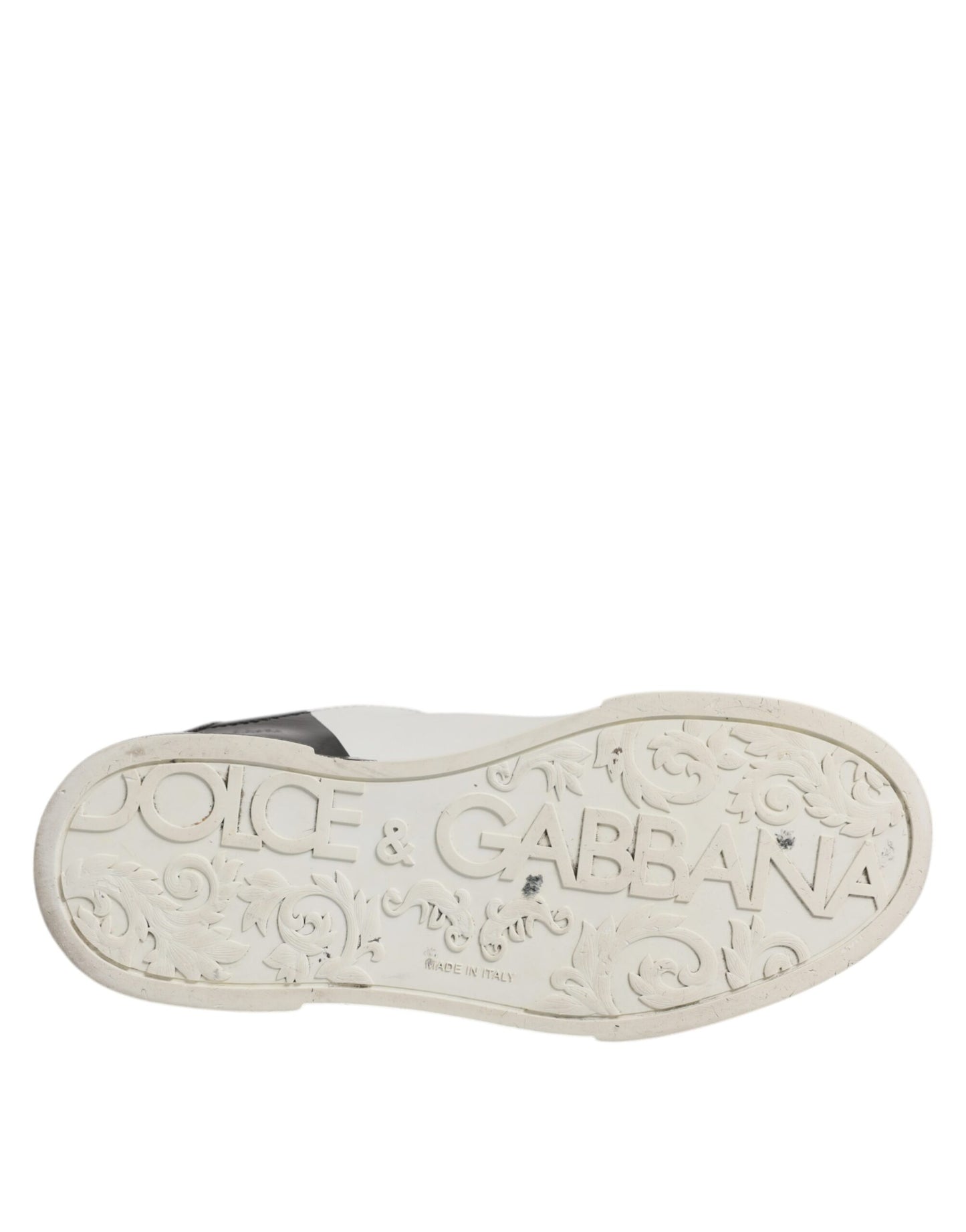 Dolce & Gabbana White Black Logo Portofino Men Sneaker Shoes
