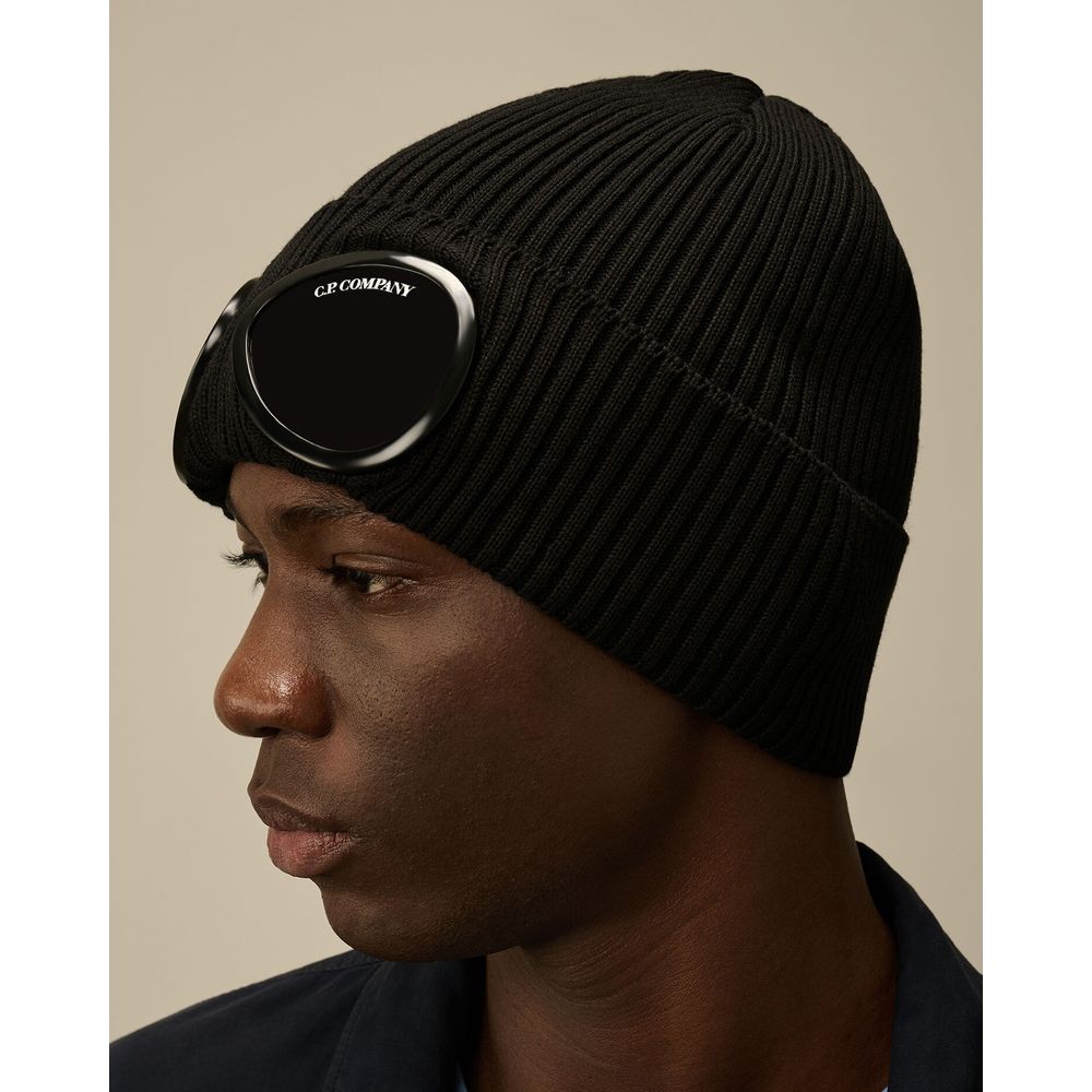 C.P. Company Black Wool Hats & Cap