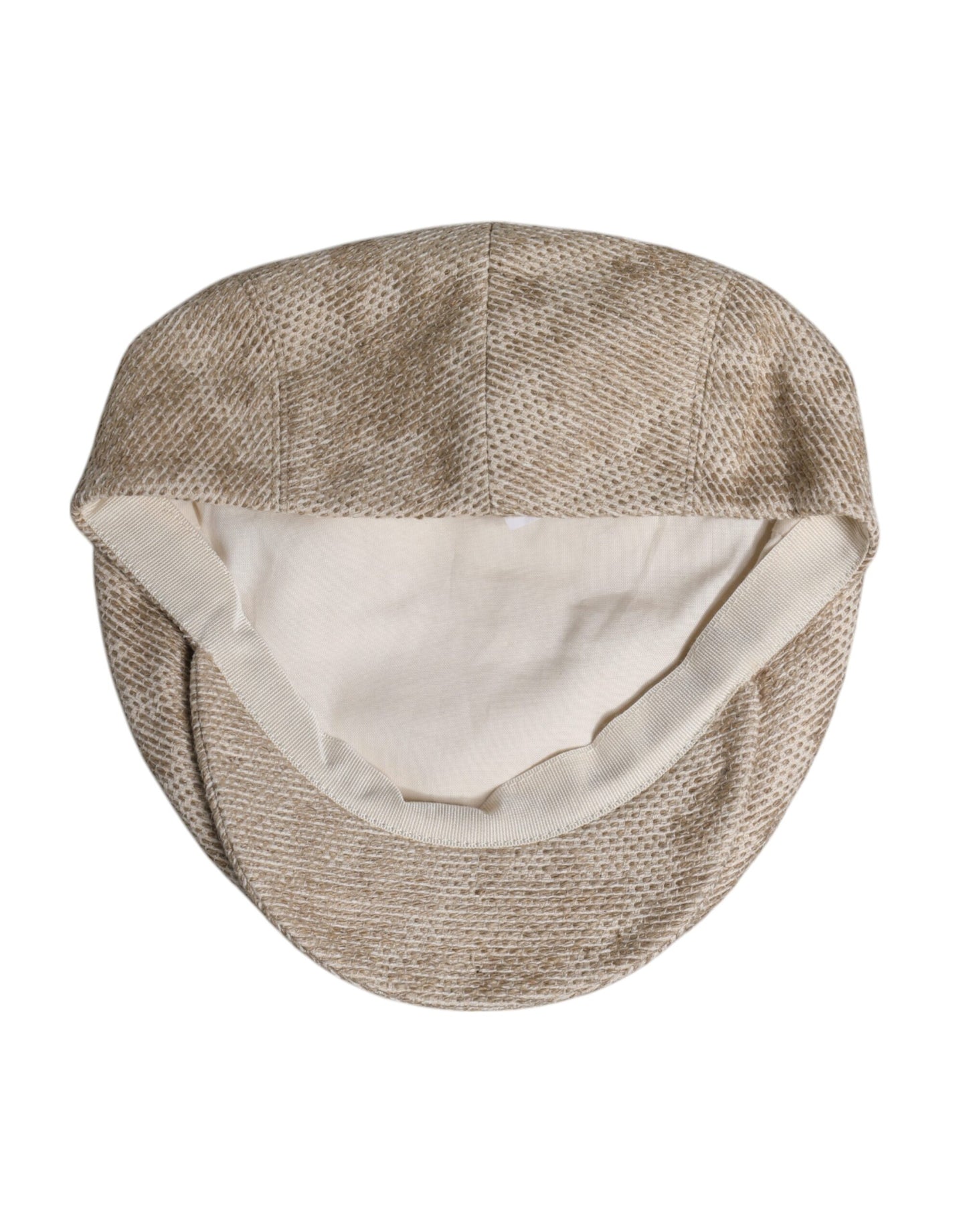 Dolce & Gabbana Beige Floral Linen Newsboy Hat