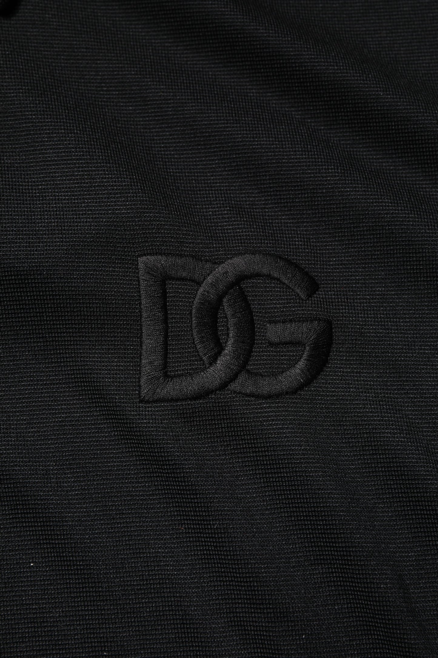 Dolce & Gabbana Black Polyester DG Logo Collared Polo T-shirt