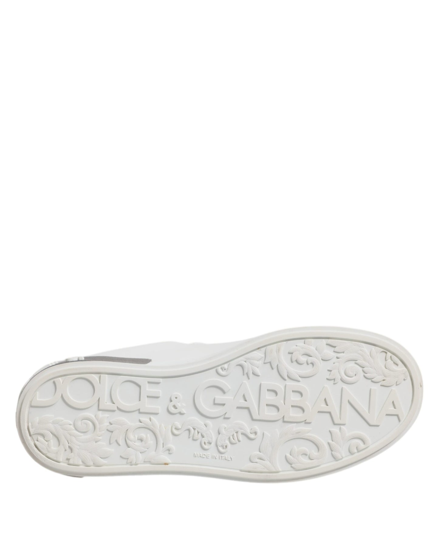 Dolce & Gabbana White Gray Leather Low Top Sneakers Shoes