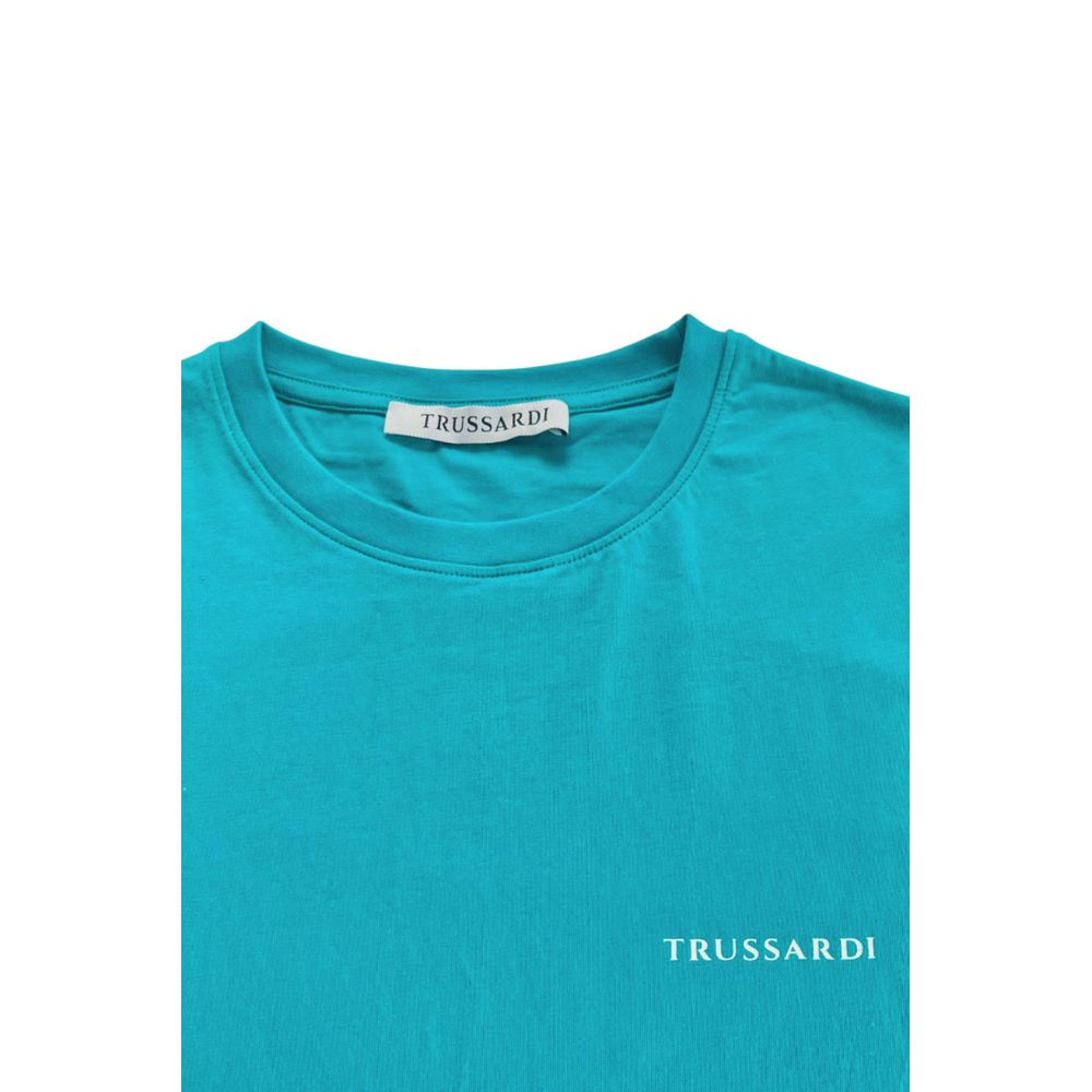 Trussardi Beachwear Light Blue Cotton Men T-Shirt