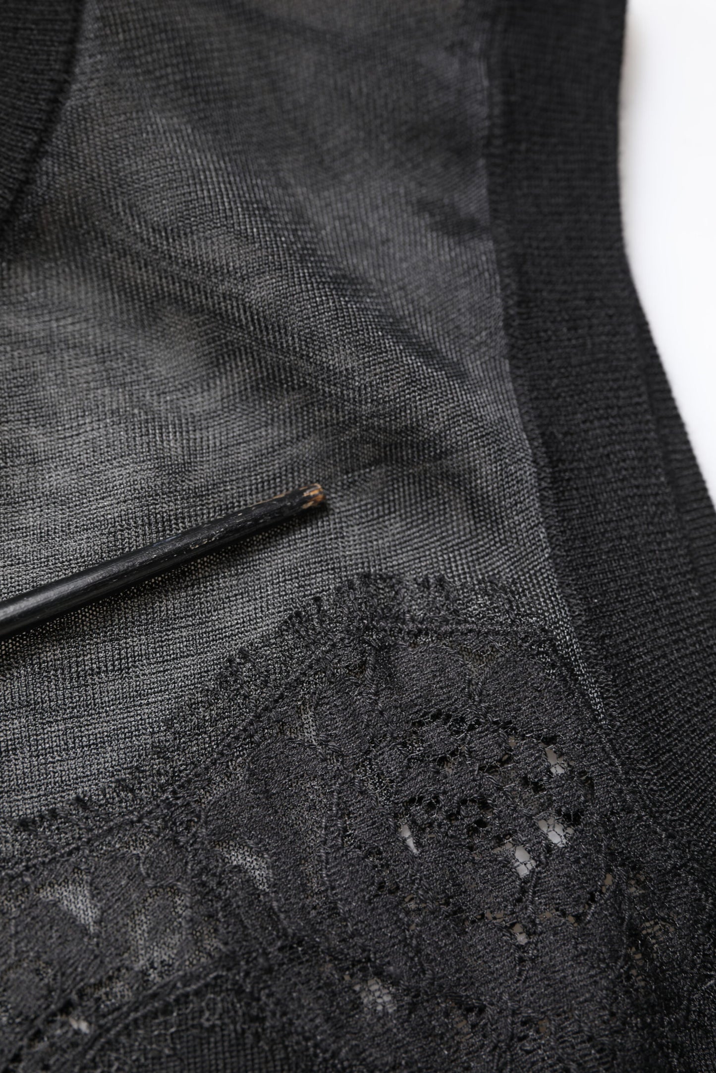 Dolce & Gabbana Black Lace Sheer Crew Neck Sleeveless Top