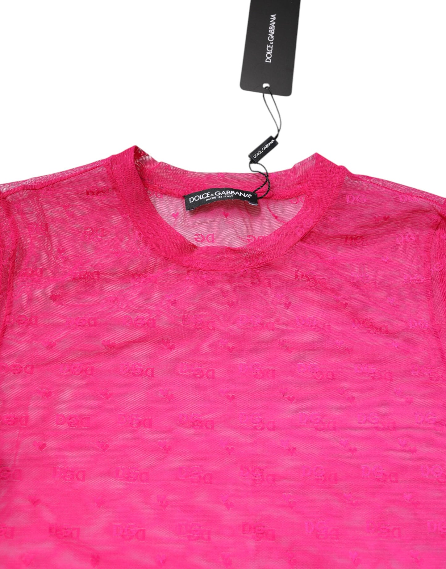 Dolce & Gabbana Pink Nylon See Through Women Short Sleeves Top