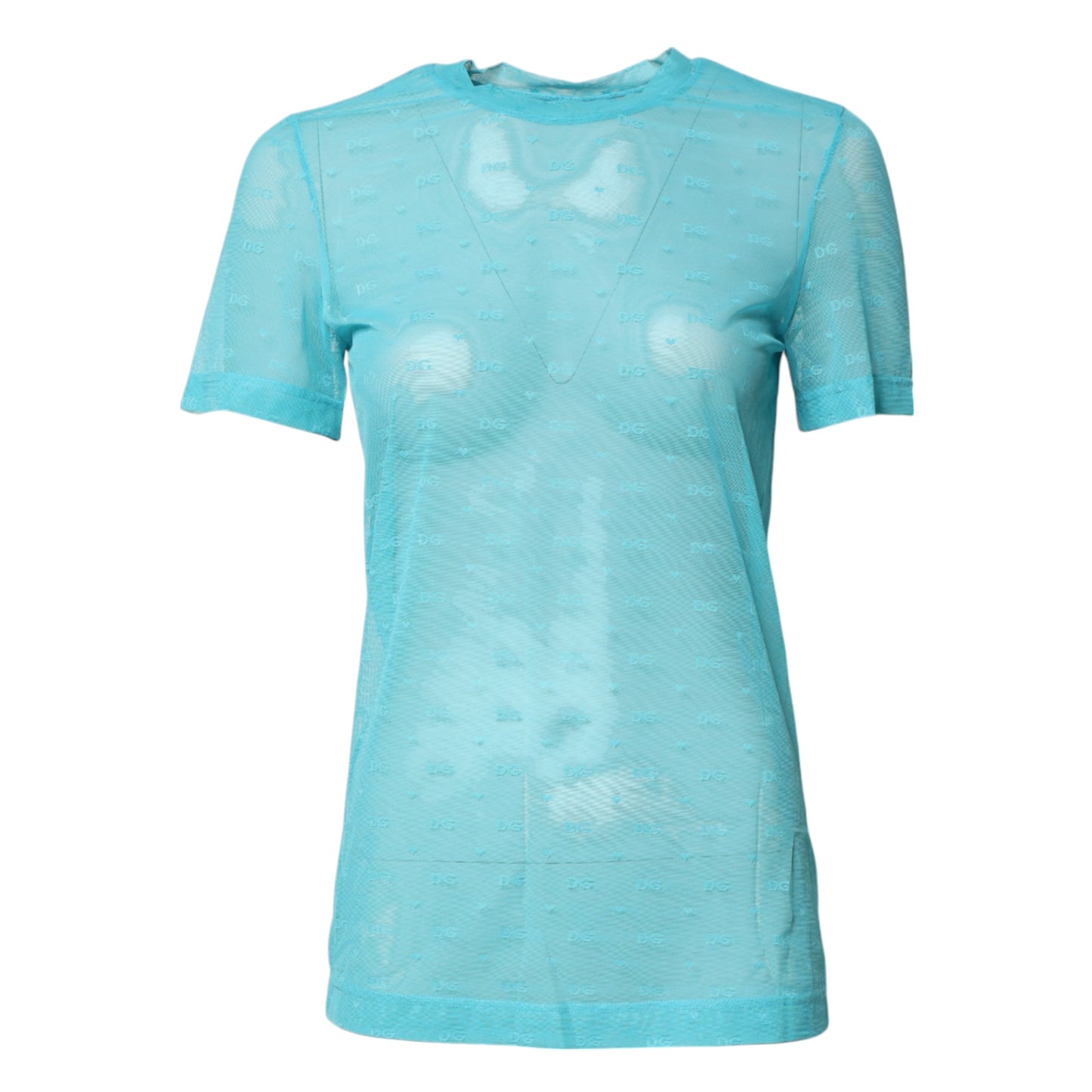Dolce & Gabbana Blue Nylon See Through Women Short Sleeves Top