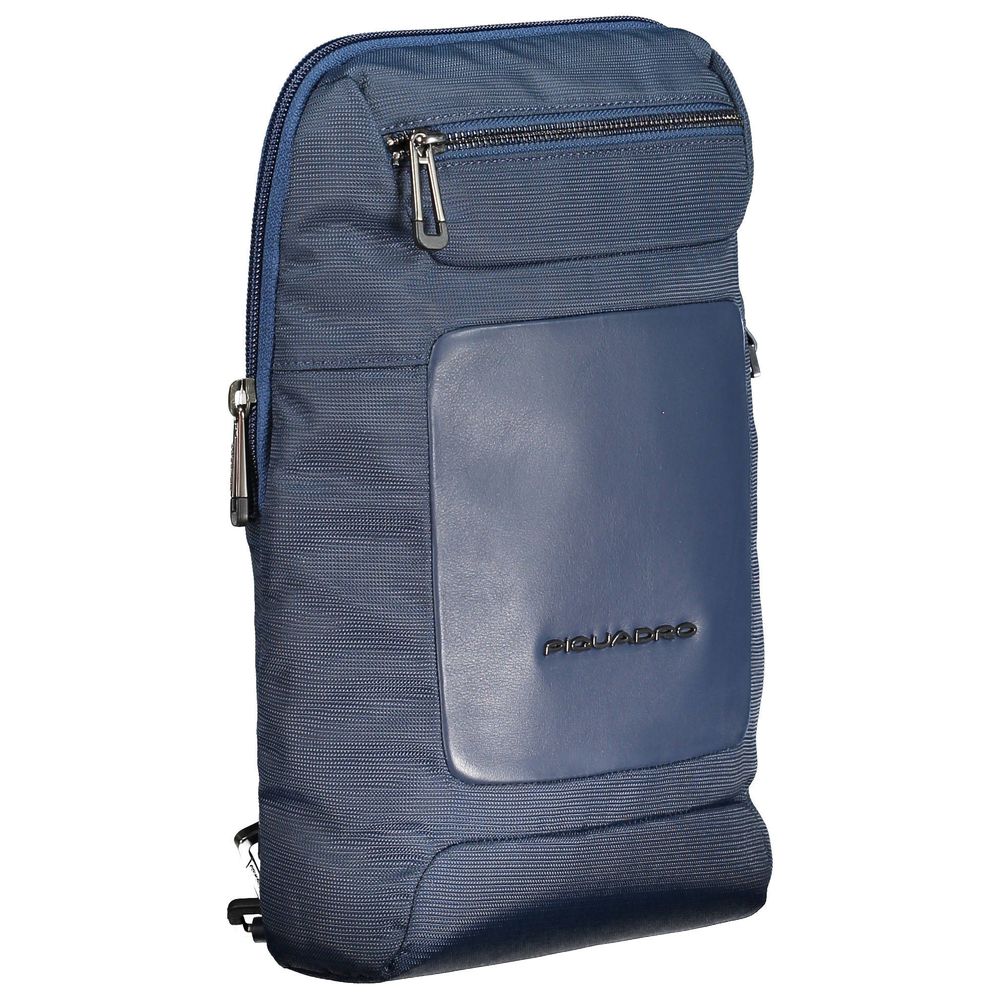 Piquadro Blue Recycled Polyethylene Men Shoulder Bag