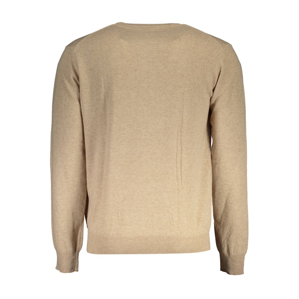 La Martina "Beige Wool Men Sweater Classic Comfort Knitwear"