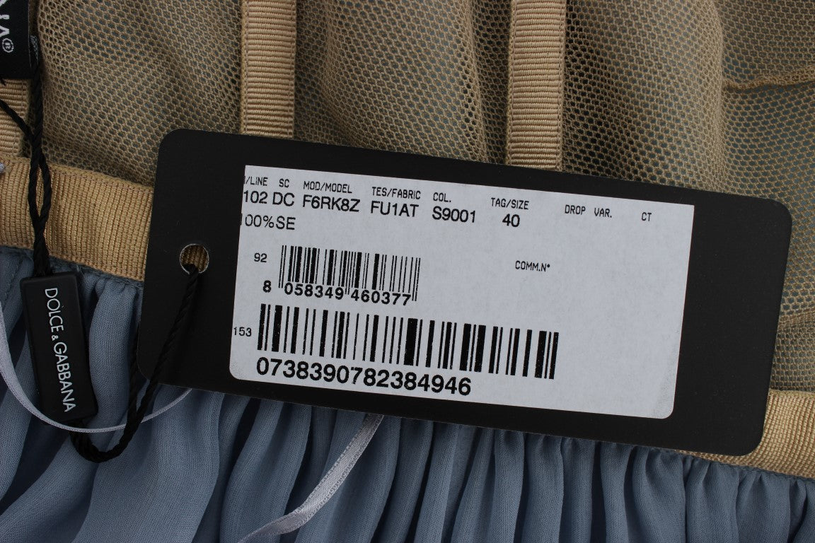 فستان دولتشي آند غابانا الأنيق من الحرير مزين بالكريستال