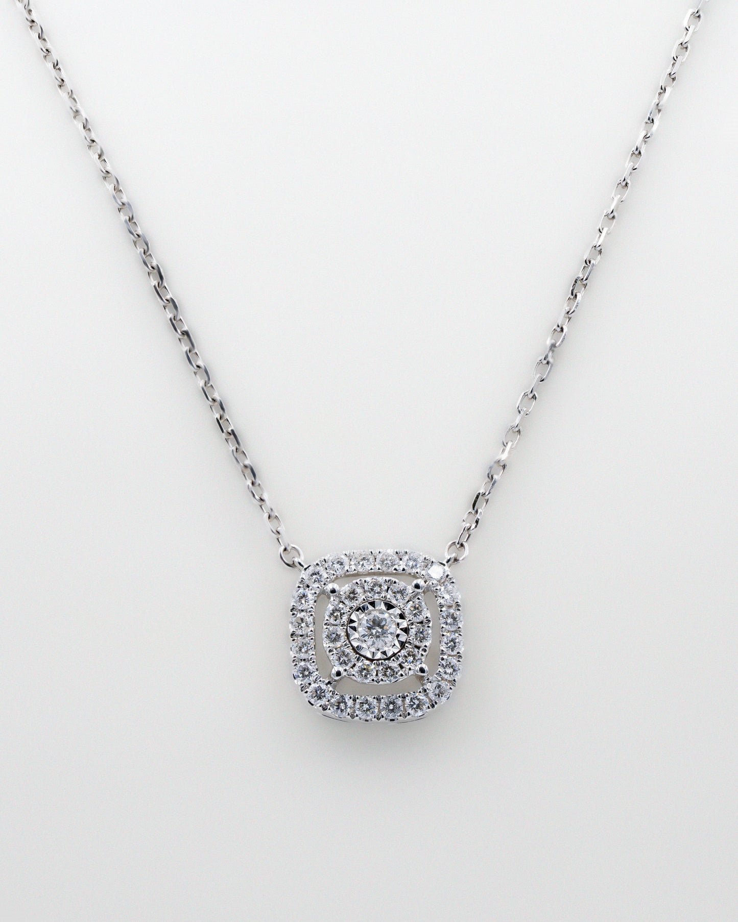 NATURAL DIAMOND DOUBLE HALO NECKLACE
