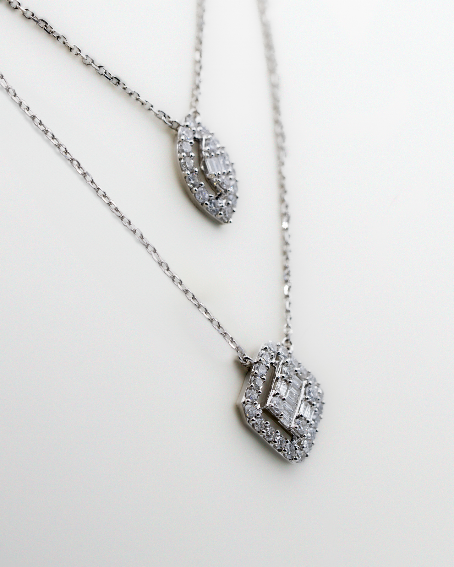 NATURAL DIAMOND DOUBLE PENDANT NECKLACE