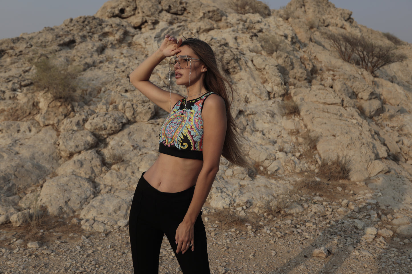 Ethnic Patterned Crop Top