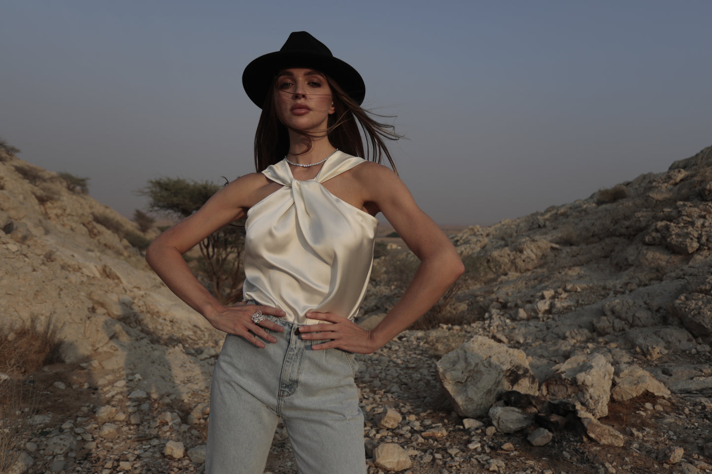 Sleeveless offwhite Blouse