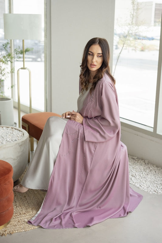 PISTACHIO & DIRTY PINK ABAYA