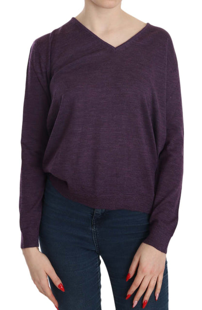 BYBLOS Elegant Purple V-Neck Wool Blouse