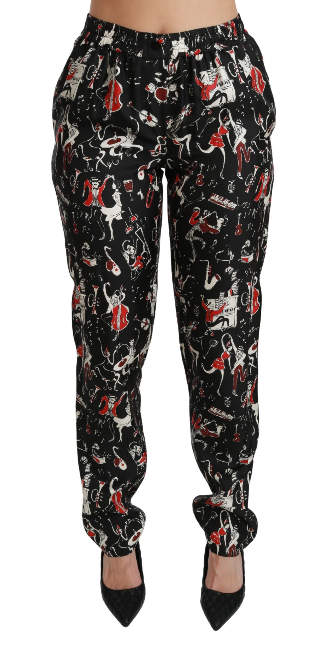 Dolce & Gabbana Sleek Silk Slim-Fit Mid-Waist Pants