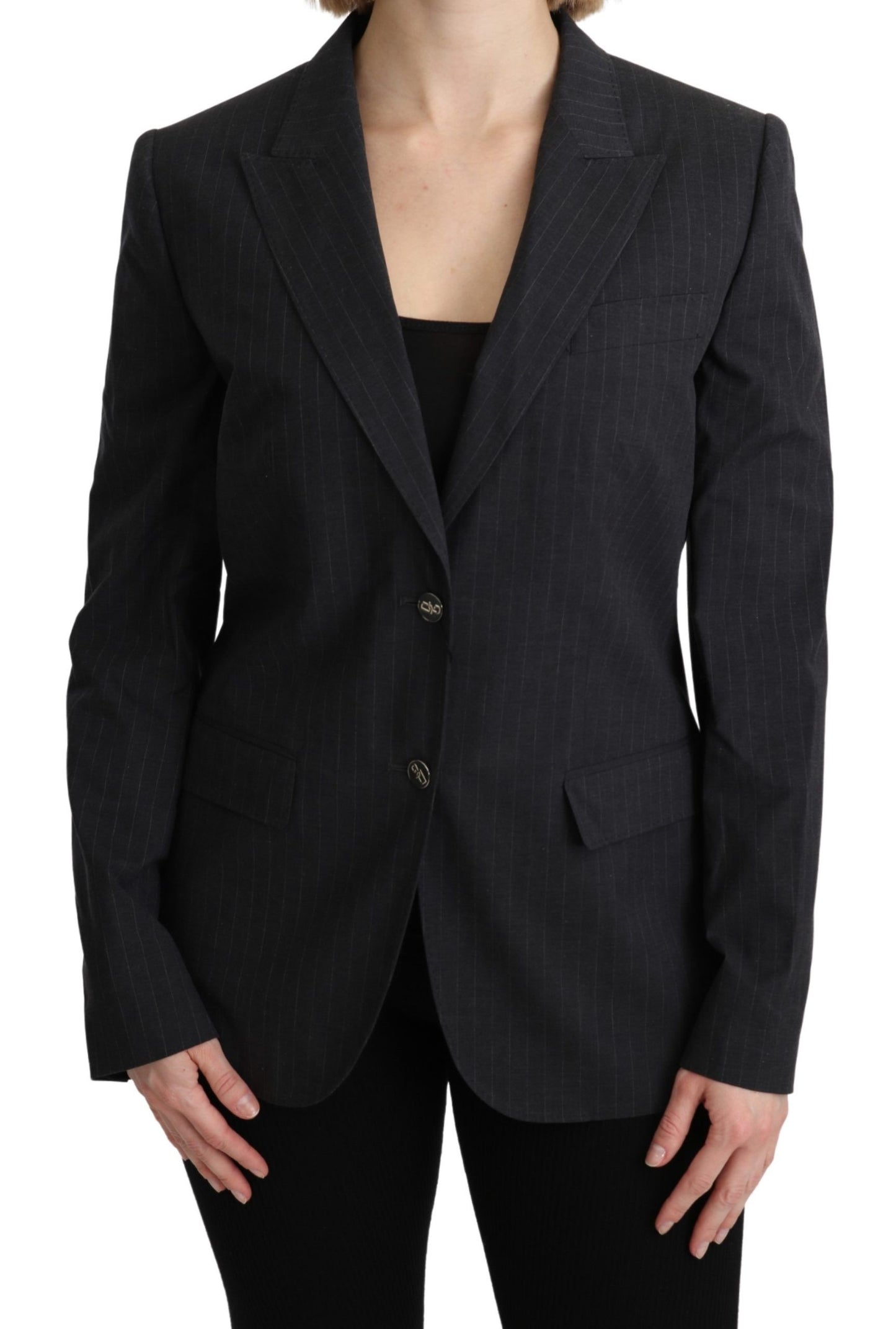 Dolce & Gabbana Elegant Gray Striped Cotton Blazer