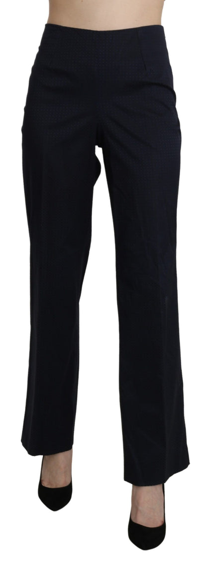 BENCIVENGA Navy Blue High Waist Straight Cotton Pants