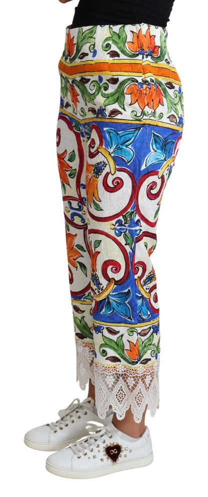 Dolce & Gabbana Majolica High Waist Cropped Trousers