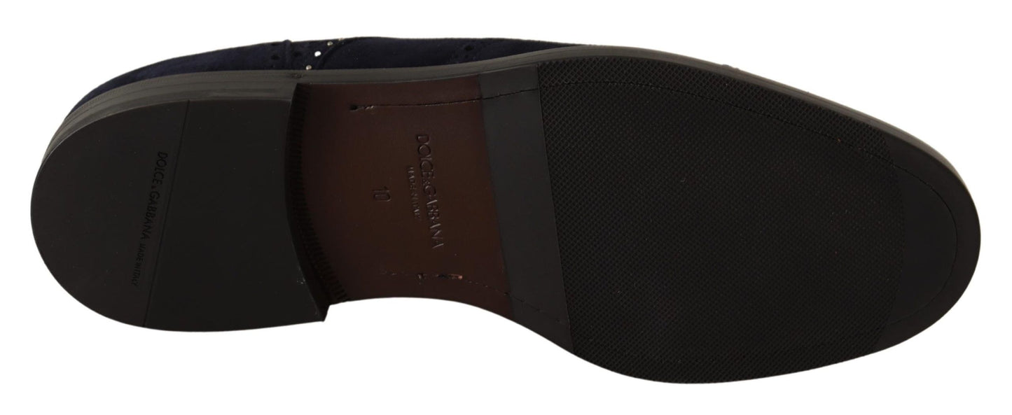 دولتشي آند غابانا حذاء ديربي أنيق من جلد الغزال مع ترصيع فضي