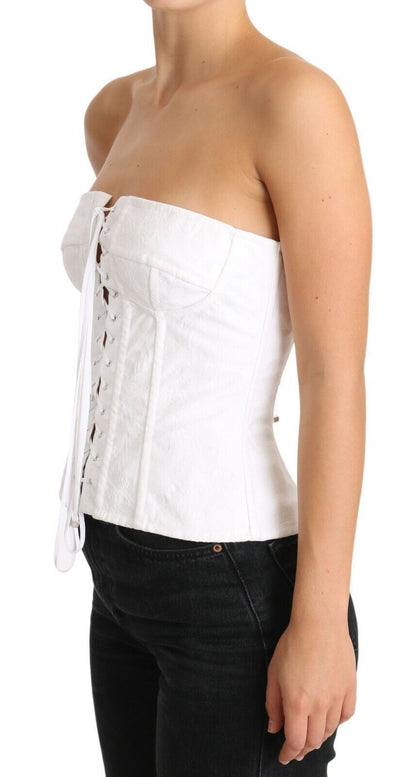 Dolce & Gabbana Elegant White Strapless Corset Top