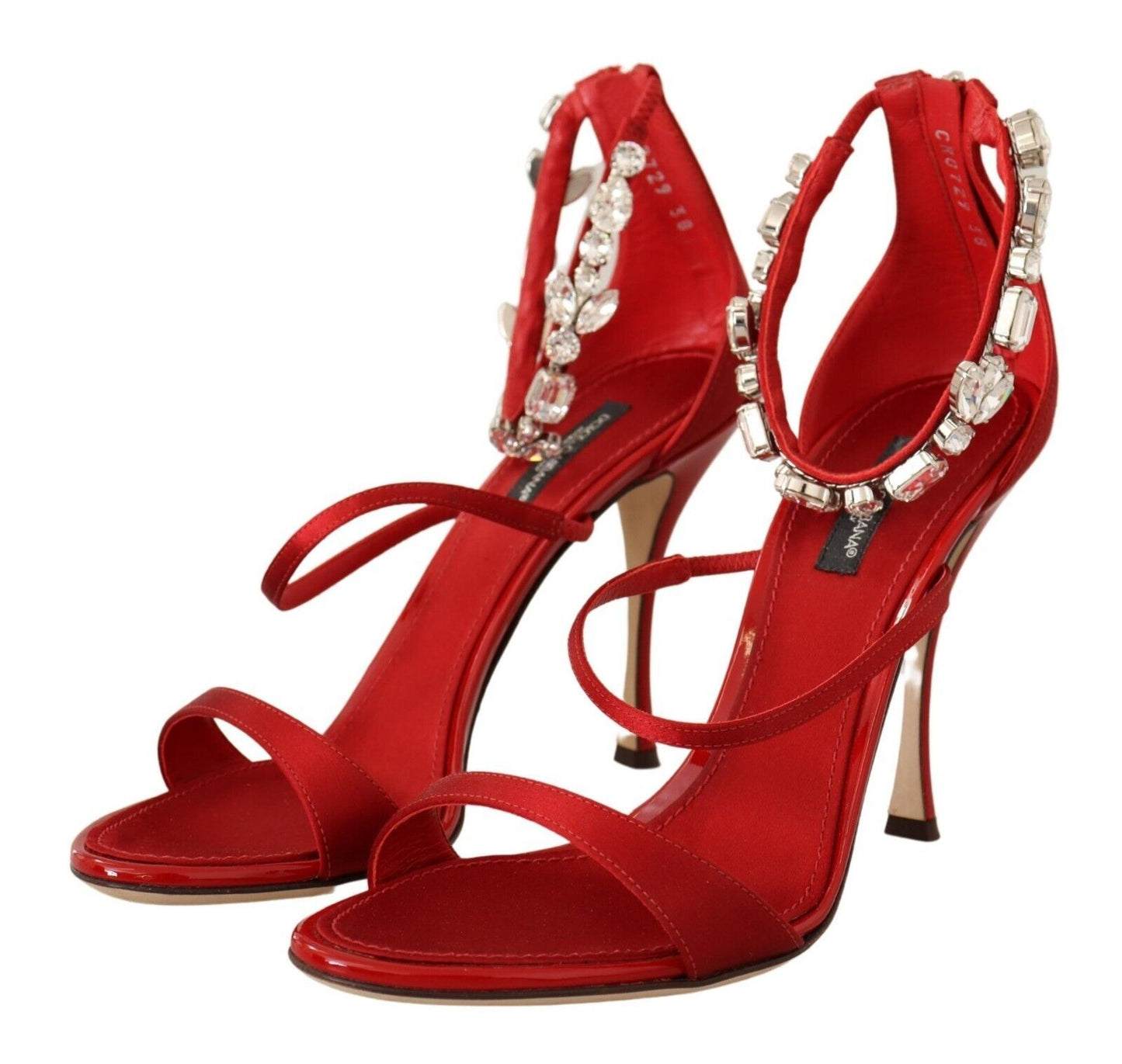 Dolce & Gabbana Red Crystal-Embellished Heel Sandals