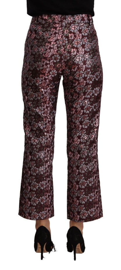 House of Holland High Waist Jacquard Flared Cropped Trousers