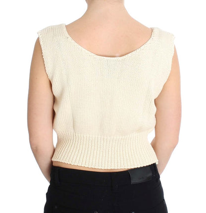 PINK MEMORIES Beige Sleeveless Knit Vest Sweater