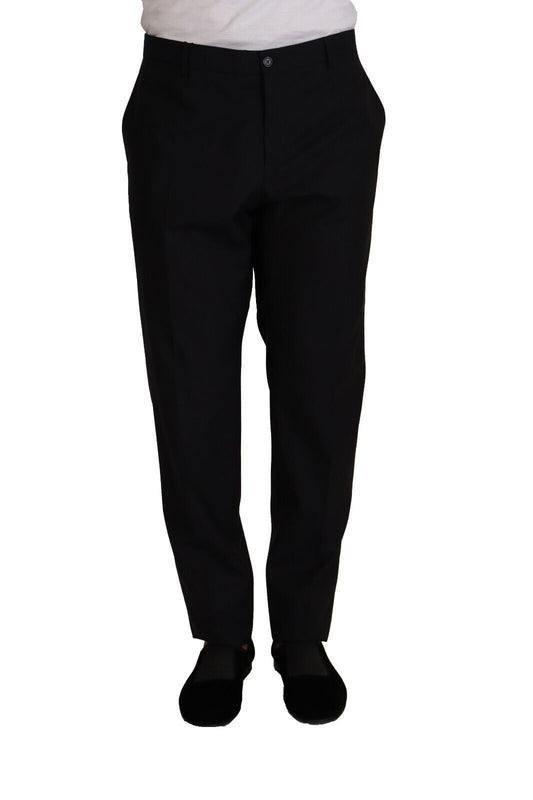 Dolce & Gabbana Elegant Dark Blue Wool Silk Tuxedo Trousers