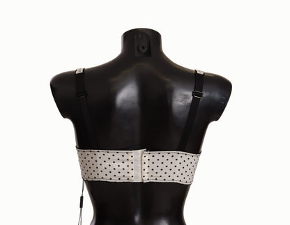 دولتشي آند غابانا حمالة صدر أنيقة من الدانتيل الأبيض والحرير المنقط